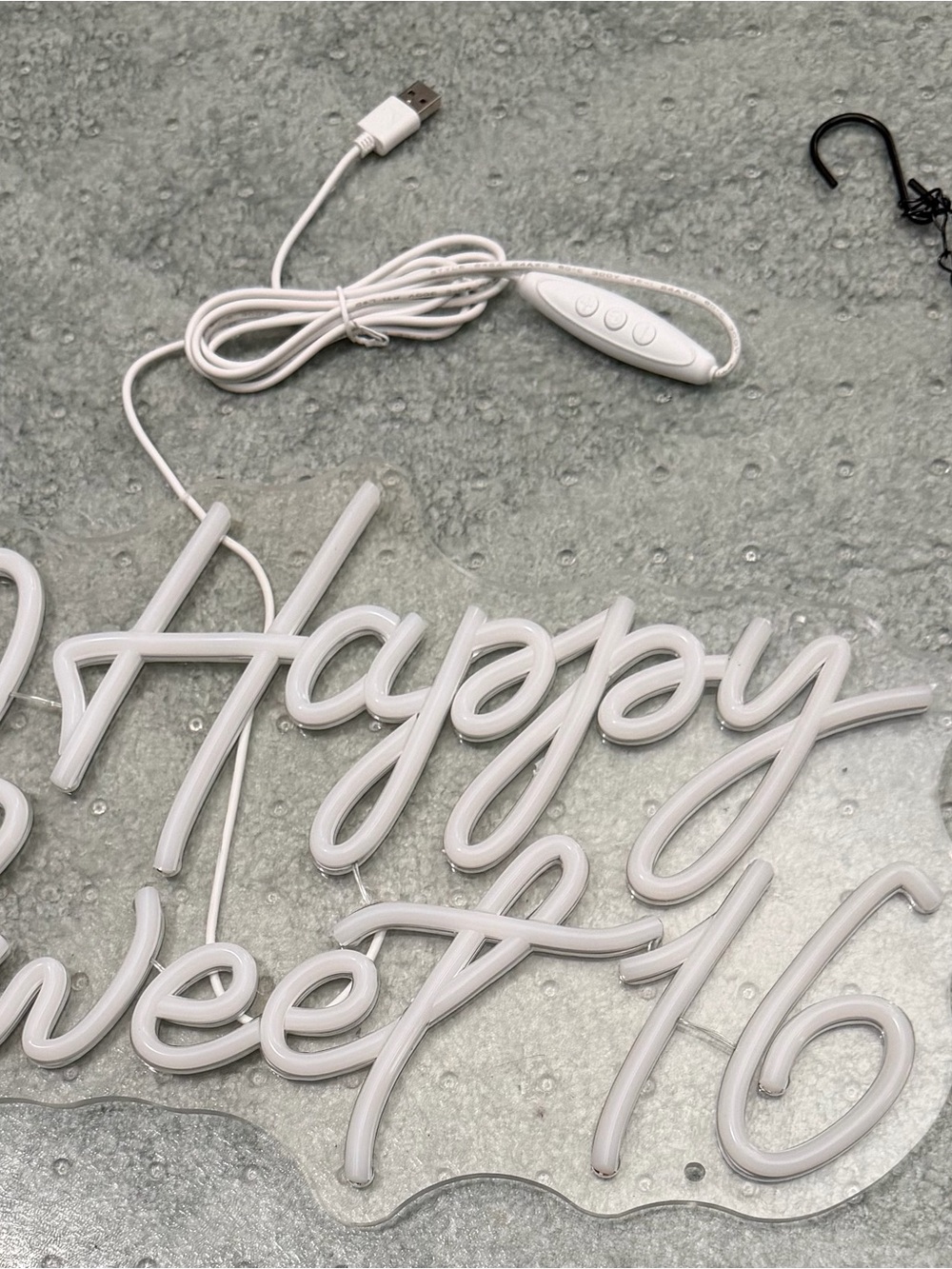 LED Neon 'Happy Sweet 16' Wall Sign - White